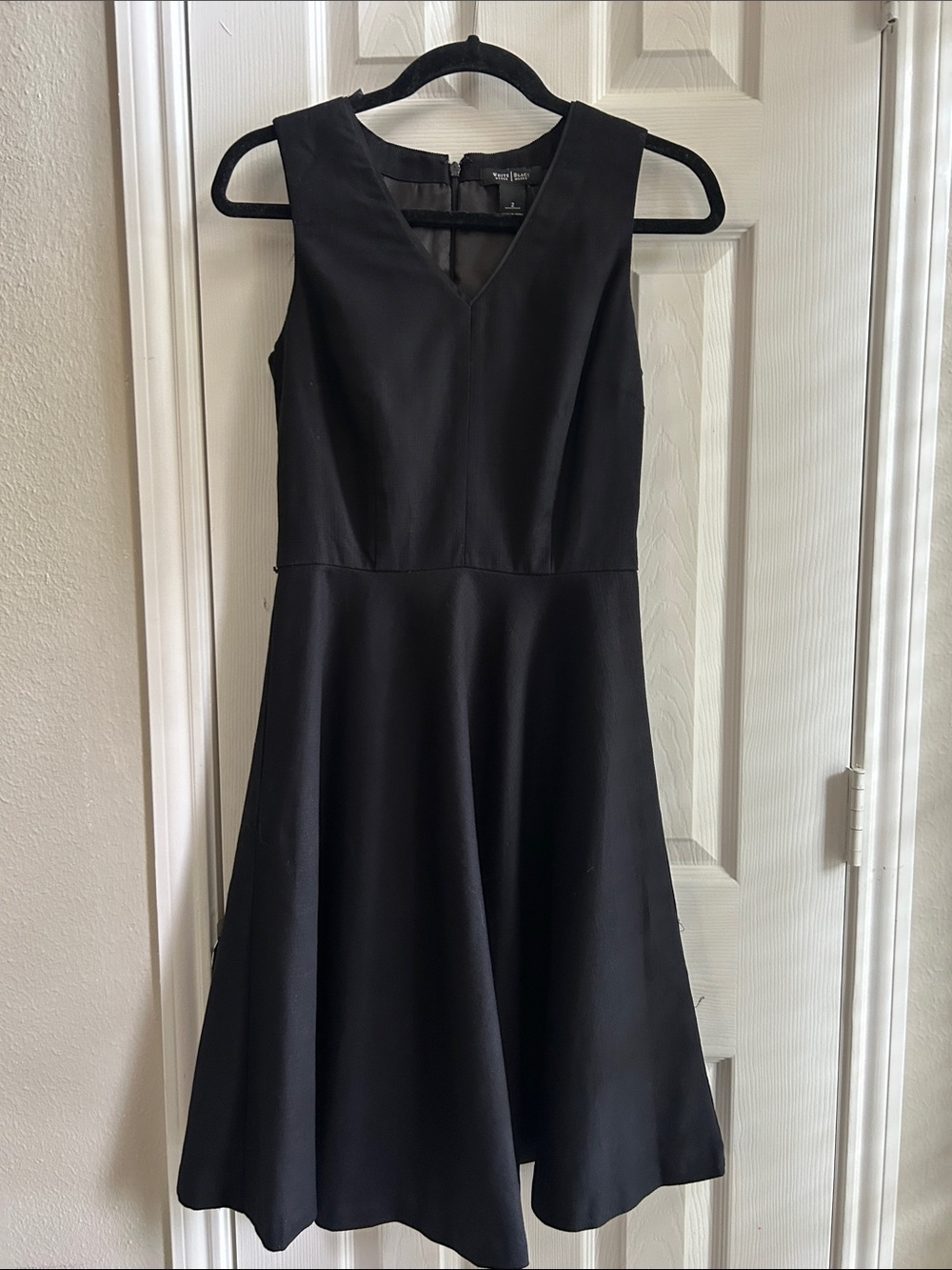 White House Black Market Sleeveless Black V-Neck A-Line Dress